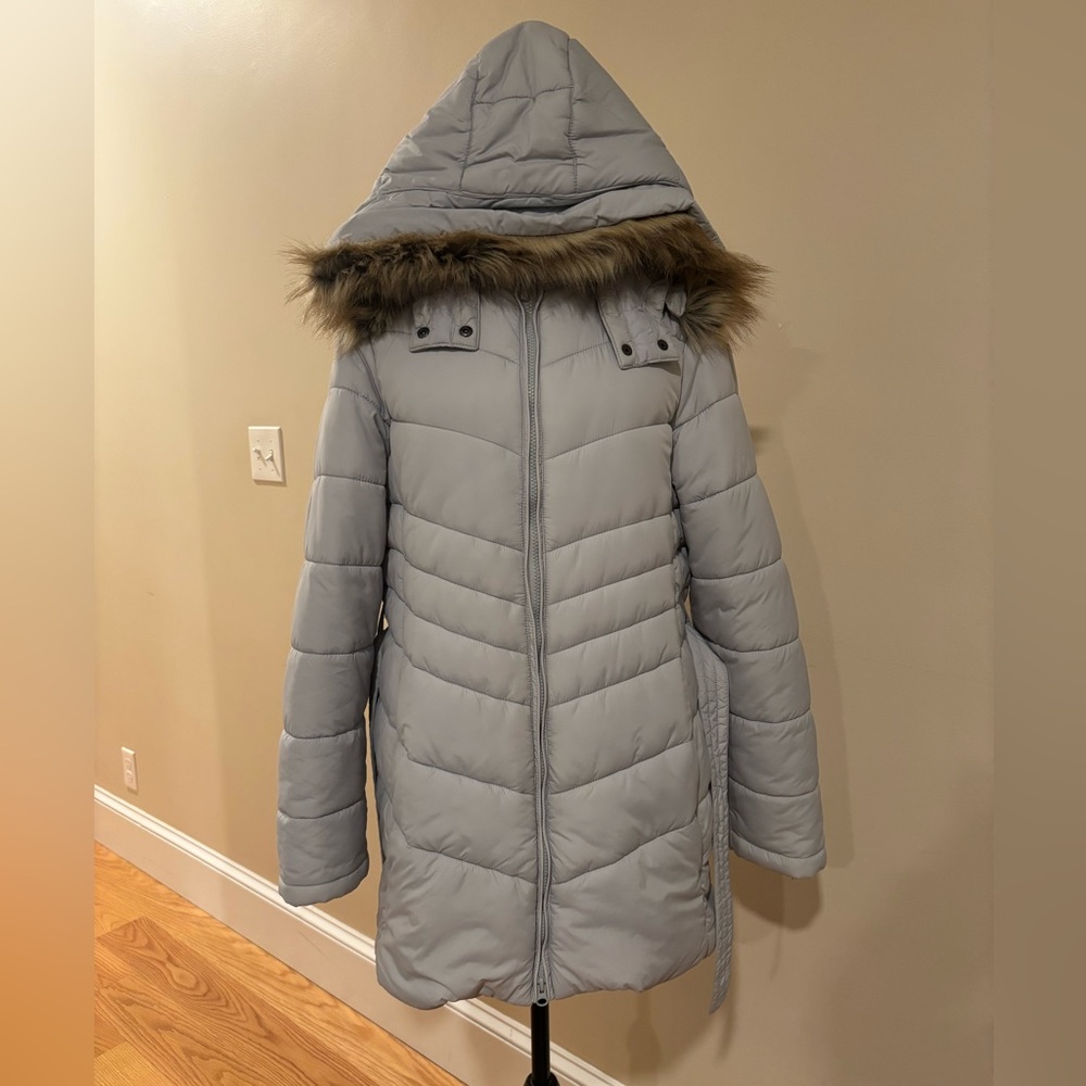 LL Bean Long Quilted Ultra Light Puffer Coat Gray Size XL - Picture 3 of 7